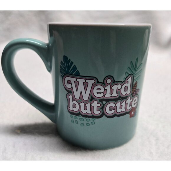 Disney Stitch Ceramic Mug 14 Oz "Weird But Cute" Tropical Floral Design - Picture 6 of 9